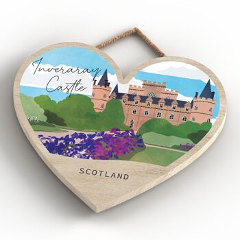 P5383 - Inveraray Castle Scotlands Landscape Illustration Plaque à suspendre en bois en forme de cœur 4
