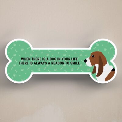 P5389 - Bassett Hound Dog Reason To Smile Katie Pearson Artwork Standing Bone Plaque