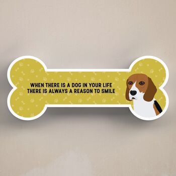P5391 - Beagle Dog Reason To Smile Katie Pearson Artwork Plaque en os debout 1
