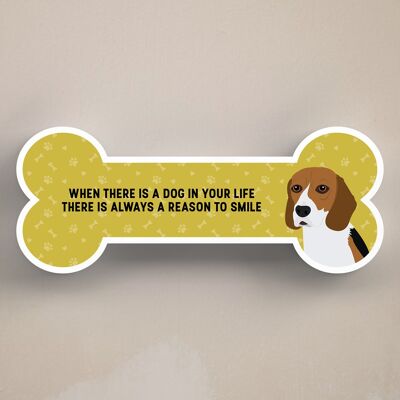 P5391 - Beagle Dog Reason To Smile Katie Pearson Artwork Standing Bone Plaque