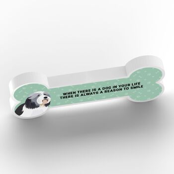 P5393 - Bearded Collie Dog Reason To Smile Katie Pearson Artwork Standing Bone Plaque 2