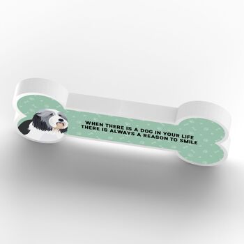 P5393 - Bearded Collie Dog Reason To Smile Katie Pearson Artwork Standing Bone Plaque 4