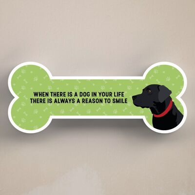 P5401 - Black Labrador Dog Reason To Smile Katie Pearson Artwork Standing Bone Plaque