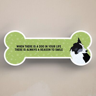 P5403 - Border Collie Dog Reason To Smile Katie Pearson Artwork Standing Bone Plaque