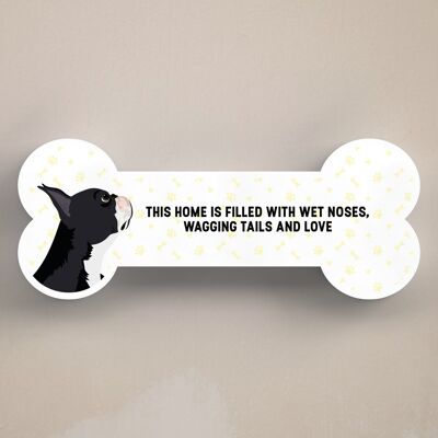 P5408 - Boston Terrier Dog Motivo per sorridere Katie Pearson Artwork Targa ossea in piedi