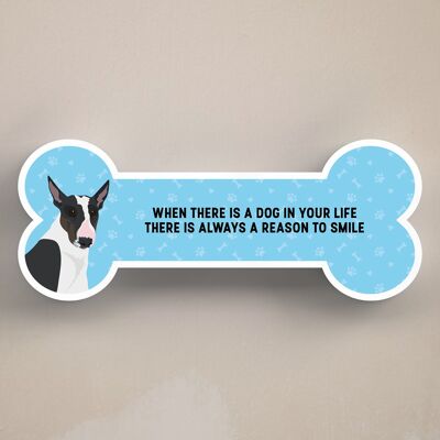 P5409 - Bull Terrier Dog Reason To Smile Katie Pearson Artwork Standing Bone Plaque