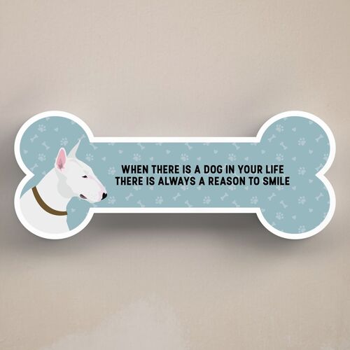 P5411 - Bull Terrier Dog Reason To Smile Katie Pearson Artwork Standing Bone Plaque