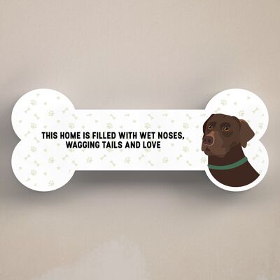 P5418 - Perro labrador chocolate Razón para sonreír Katie Pearson Obra de arte Placa de hueso de pie