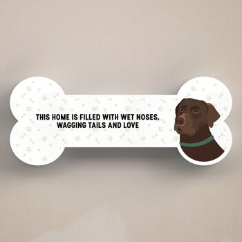 P5418 - Chocolate Labrador Dog Reason To Smile Katie Pearson Artwork Standing Bone Plaque 1