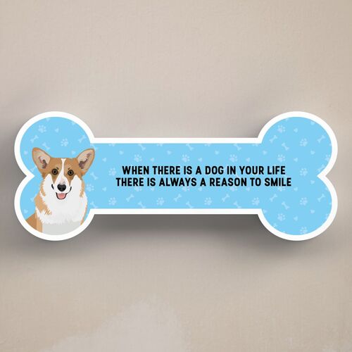 P5427 - Corgi Dog Reason To Smile Katie Pearson Artwork Standing Bone Plaque