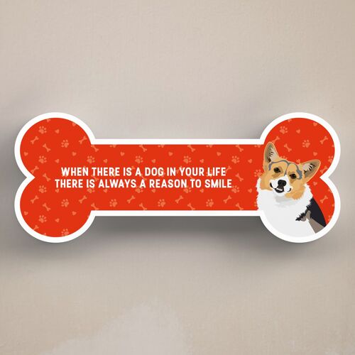 P5429 - Corgi Dog Reason To Smile Katie Pearson Artwork Standing Bone Plaque