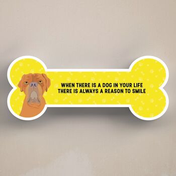 P5437 - Dogue de Bordeaux Dog Reason To Smile Katie Pearson Artwork Plaque en os debout 1