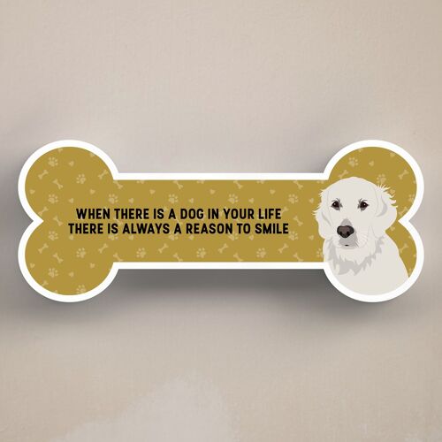 P5445 - Golden Retriever Dog Reason To Smile Katie Pearson Artwork Standing Bone Plaque