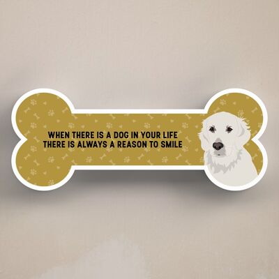 P5445 - Golden Retriever Dog Reason To Smile Katie Pearson Artwork Standing Bone Plaque