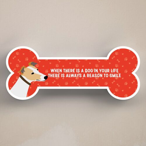 P5449 - Greyhound Dog Reason To Smile Katie Pearson Artwork Standing Bone Plaque