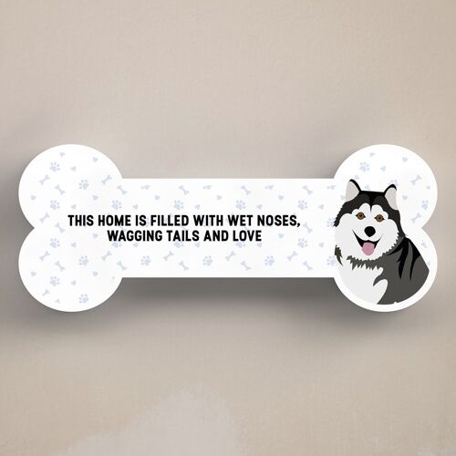 P5452 - Husky Dog Reason To Smile Katie Pearson Artwork Standing Bone Plaque