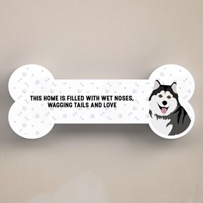 P5452 - Husky Dog Razón para sonreír Katie Pearson Obra de arte Placa de hueso de pie