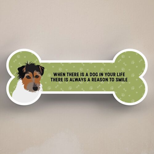 P5455 - Jack Russell Dog Reason To Smile Katie Pearson Artwork Standing Bone Plaque