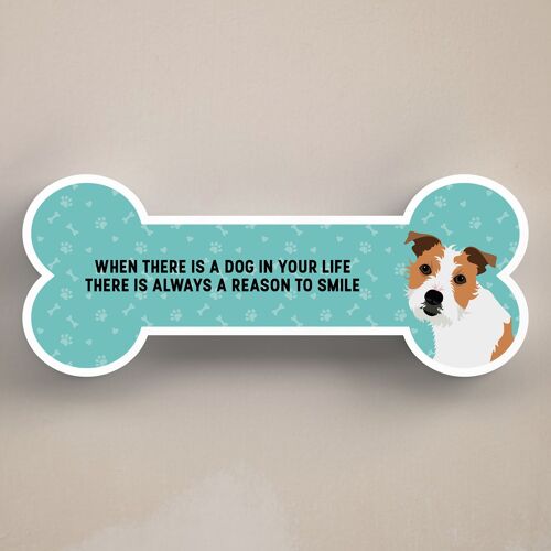P5457 - Jack Russell Dog Reason To Smile Katie Pearson Artwork Standing Bone Plaque