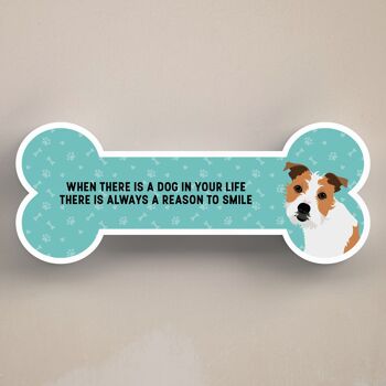 P5457 - Jack Russell Dog Reason To Smile Katie Pearson Artwork Standing Bone Plaque 1