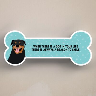 P5469 - Rotweiler Dog Reason To Smile Katie Pearson Artwork Standing Bone Plaque