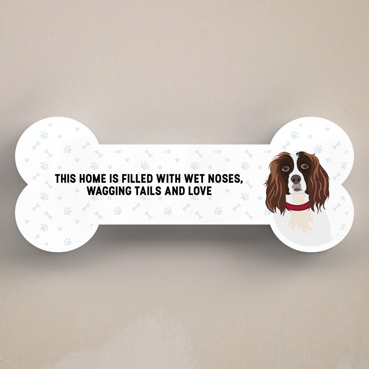 P5482 - Spaniel Dog Motivo per sorridere Katie Pearson Artwork Targa in osso in piedi