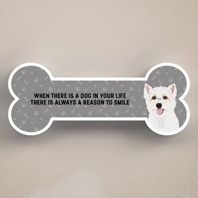 P5487 - Westie Spaniel Dog Reason To Smile Katie Pearson Artwork Placa de hueso de pie