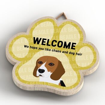 P5498 - Beagle Welcome Chaos And Dog Hair Katie Pearson Artworks Plaque à suspendre avec empreinte de patte 4