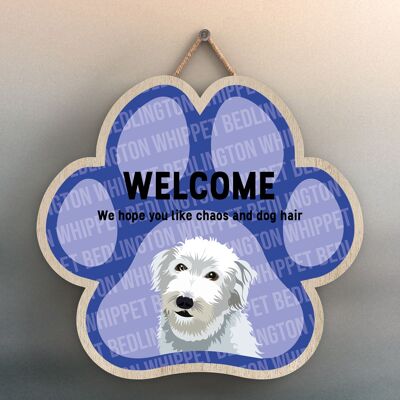 P5501 - Bedlington Whippet Welcome Chaos And Dog Hair Katie Pearson Artworks Pawprint Hanging Plaque