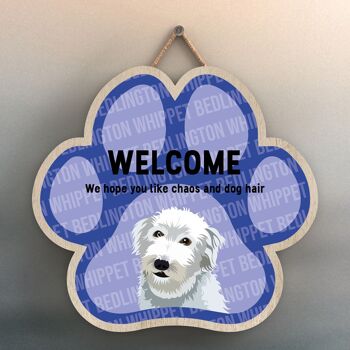 P5501 - Bedlington Whippet Welcome Chaos And Dog Hair Katie Pearson Artworks Pawprint Plaque à suspendre 1