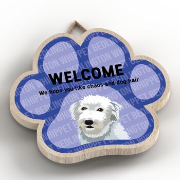 P5501 - Bedlington Whippet Welcome Chaos And Dog Hair Katie Pearson Artworks Pawprint Plaque à suspendre 2