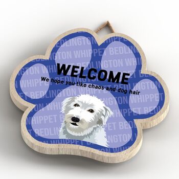 P5501 - Bedlington Whippet Welcome Chaos And Dog Hair Katie Pearson Artworks Pawprint Plaque à suspendre 4