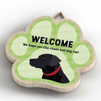 P5503 - Black Labrador Welcome Chaos And Dog Hair Katie Pearson Artworks Plaque à suspendre avec empreinte de patte 4