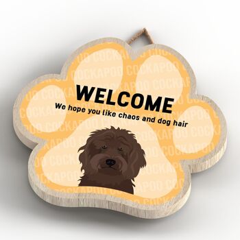 P5512 - Cockapoo Welcome Chaos And Dog Hair Katie Pearson Artworks Plaque à suspendre avec empreinte de patte 4