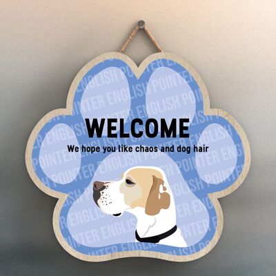 P5522 - English Pointer Welcome Chaos And Dog Hair Katie Pearson Artworks Pawprint Hanging Plaque