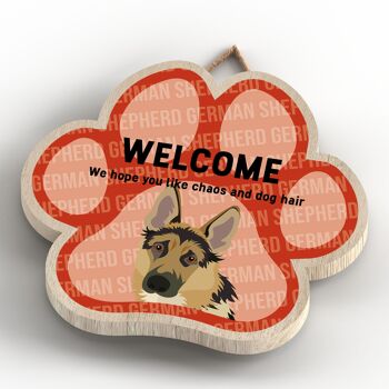 P5524 - Berger Allemand Welcome Chaos And Dog Hair Katie Pearson Artworks Pawprint Plaque à suspendre 4