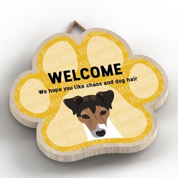 P5529 - Jack Russell Welcome Chaos And Dog Hair Katie Pearson Artworks Pawprint Plaque à suspendre 2