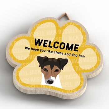 P5529 - Jack Russell Welcome Chaos And Dog Hair Katie Pearson Artworks Pawprint Plaque à suspendre 4