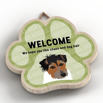 P5530 - Jack Russell Welcome Chaos And Dog Hair Katie Pearson Artworks Plaque à suspendre avec empreinte de patte 2