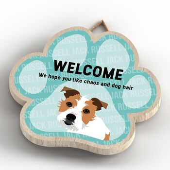 P5531 - Jack Russell Welcome Chaos And Dog Hair Katie Pearson Artworks Plaque à suspendre avec empreinte de patte 4