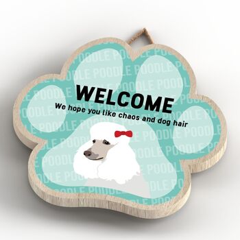 P5534 - Caniche Welcome Chaos And Dog Hair Katie Pearson Artworks Pawprint Plaque à suspendre 4