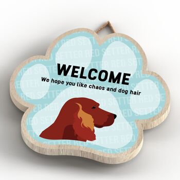 P5536 - Setter Rouge Welcome Chaos And Dog Hair Katie Pearson Artworks Pawprint Plaque à suspendre 4