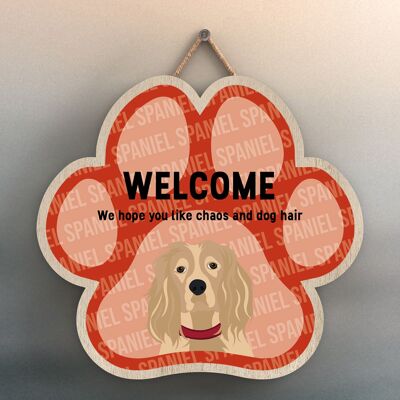 P5542 - Spaniel Welcome Chaos And Dog Hair Katie Pearson Artworks Plaque à suspendre avec empreinte de patte