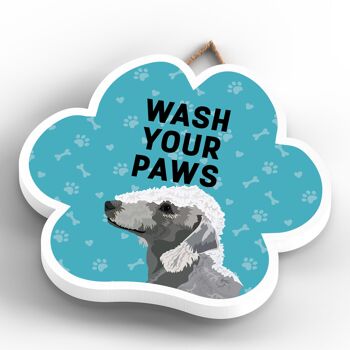 P5558 - Bedlington Terrier Dog Wash Your Paws Katie Pearson Artworks Pawprint Plaque à suspendre 4