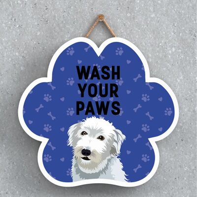 P5560 - Bedlington Whippet Dog Wash Your Paws Katie Pearson Artworks Pawprint Hanging Plaque