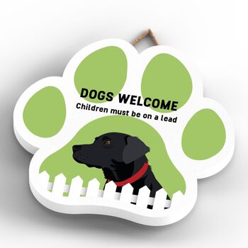 P5563 - Les chiens labradors noirs accueillent les enfants en laisse Katie Pearson Artworks Plaque à suspendre avec empreinte de patte 4