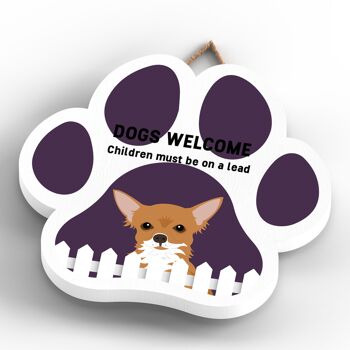 P5575 - Chihuahua Dogs Welcome Children On Leads Katie Pearson Artworks Plaque à suspendre avec empreinte de patte 4