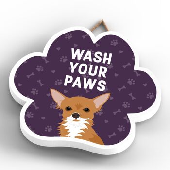 P5576 - Chihuahua Dog Wash Your Paws Katie Pearson Artworks Plaque à suspendre avec empreinte de patte 4