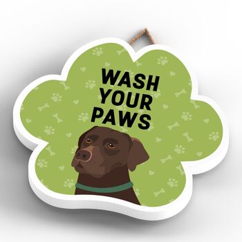 P5580 - Chocolat Labrador Dog Wash Your Paws Katie Pearson Artworks Pawprint Plaque à suspendre 4