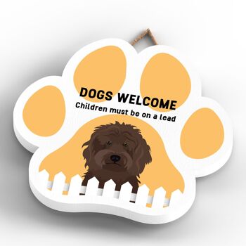 P5581 - Cockapoo Dogs Welcome Children On Leads Katie Pearson Artworks Plaque à suspendre avec empreinte de patte 4